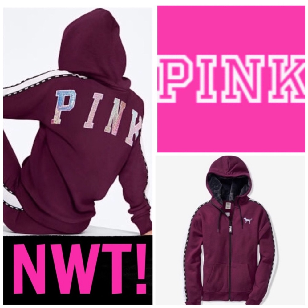 SALE❣️NWT! PINK FAUX FUR LINED BLING FULL-ZIP